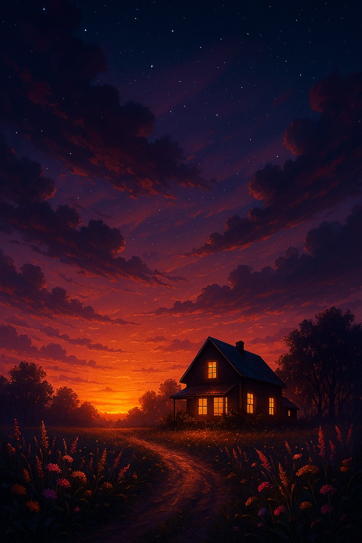 Serene Village Sunset wallpaper