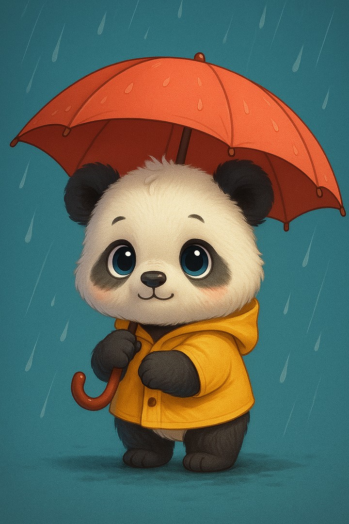 Adorable Baby Panda Sitting in Grass