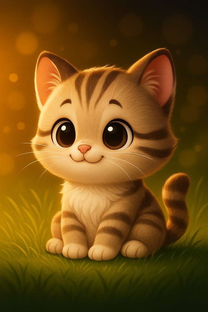 Adorable Baby Kitten in Golden Glow