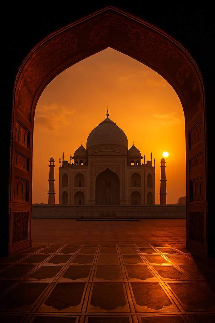 Majestic Taj Mahal at Sunset wallpaper