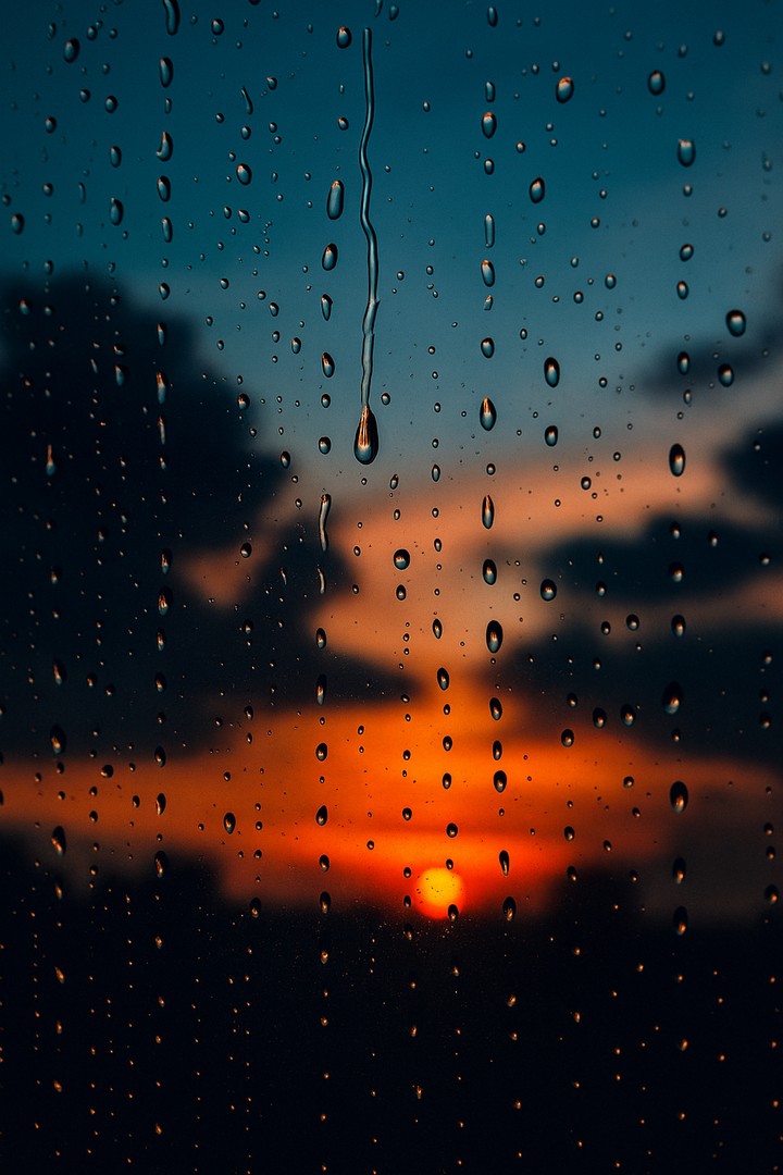 Raindrops on Glass – Moody Evening Wallpaper