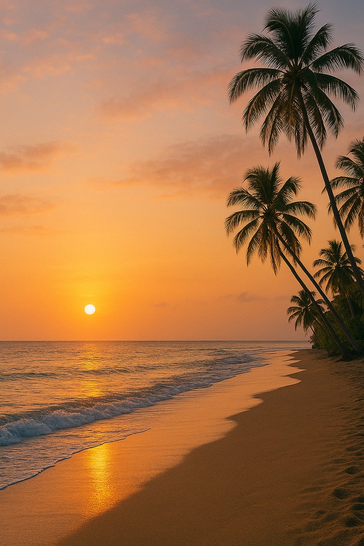 Tropical Beach Sunset  HD Wallpaper in 4K