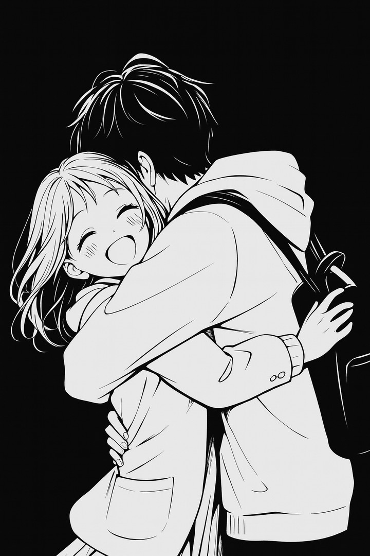 Romantic Anime Hug Dark Mode HD Wallpaper