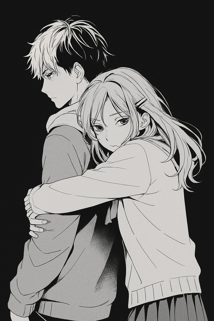 Romantic Anime Hug Dark Mode HD Wallpaper