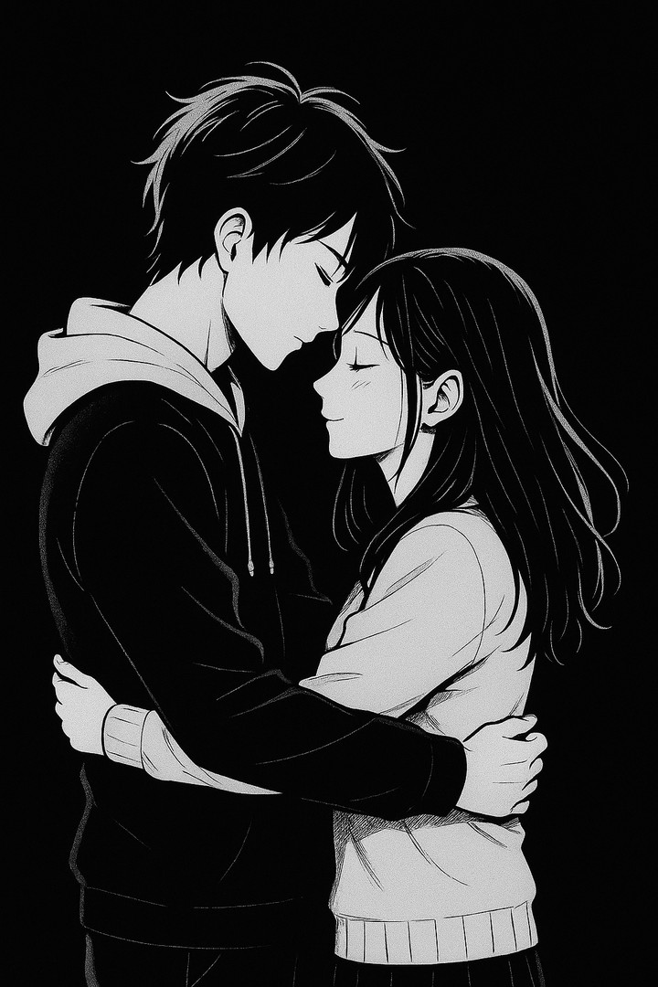 Romantic Forehead Touch Anime Hug Dark Mode HD Wallpaper