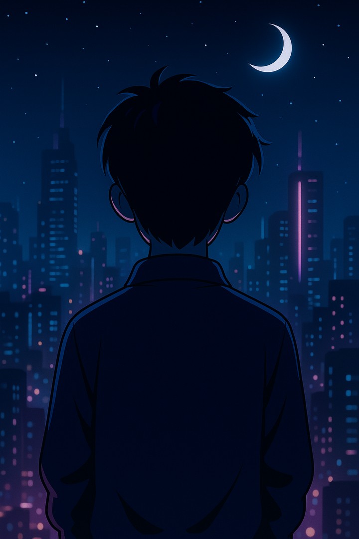 Aesthetic Boy Silhouette City Lights Wallpaper