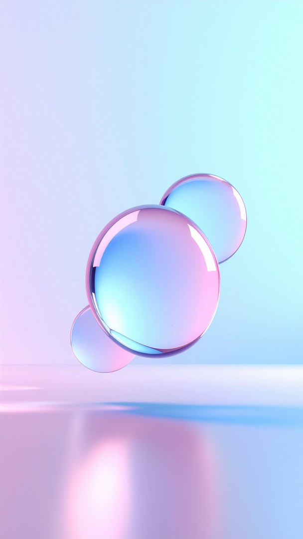 ​Abstract Glass Spheres Wallpaper - Pink and Blue Gradient 4K