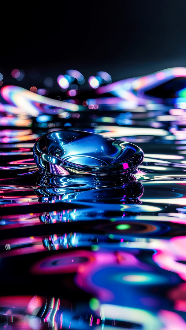 Abstract Neon Liquid Wallpaper - Iridescent Glossy Fluid 4K