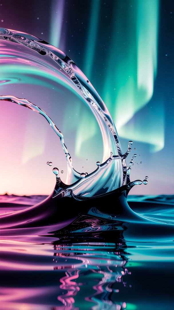 ​Water Splash Aurora Wallpaper - Northern Lights & Liquid Art 4K