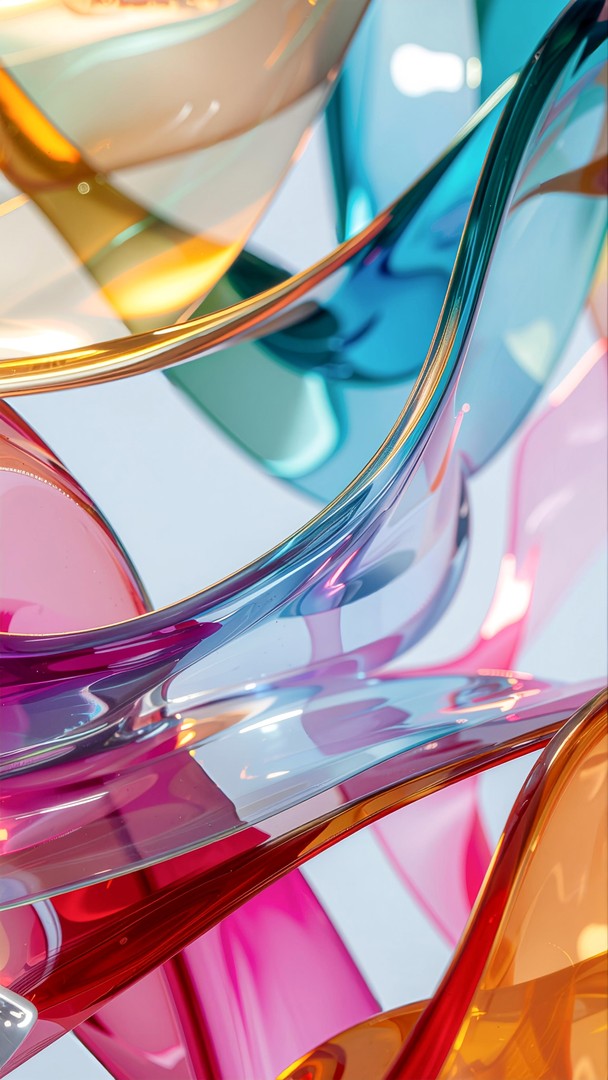 Colorful Abstract Glass Waves -  Premium 4K Modern Wallpaper