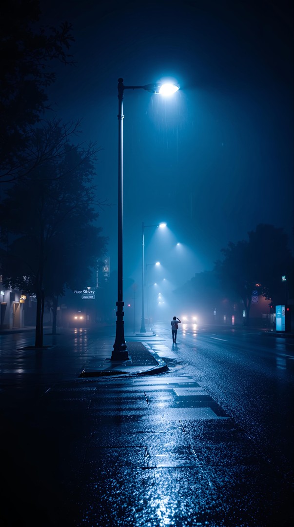 Alone on a Silent Street at Night wallpapers