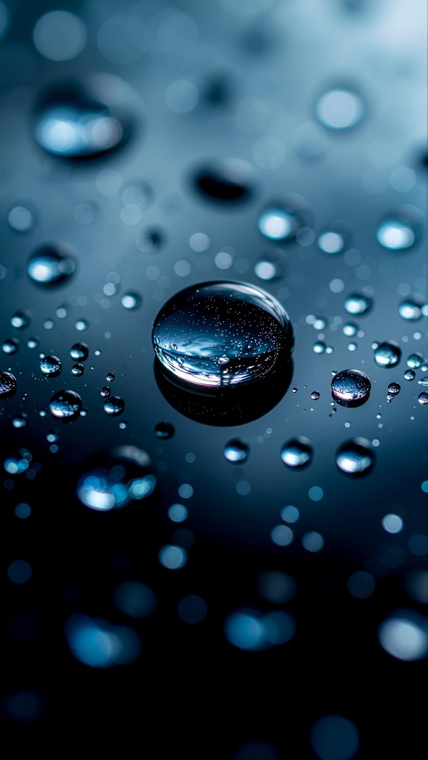 Blue Water Droplet Reflection