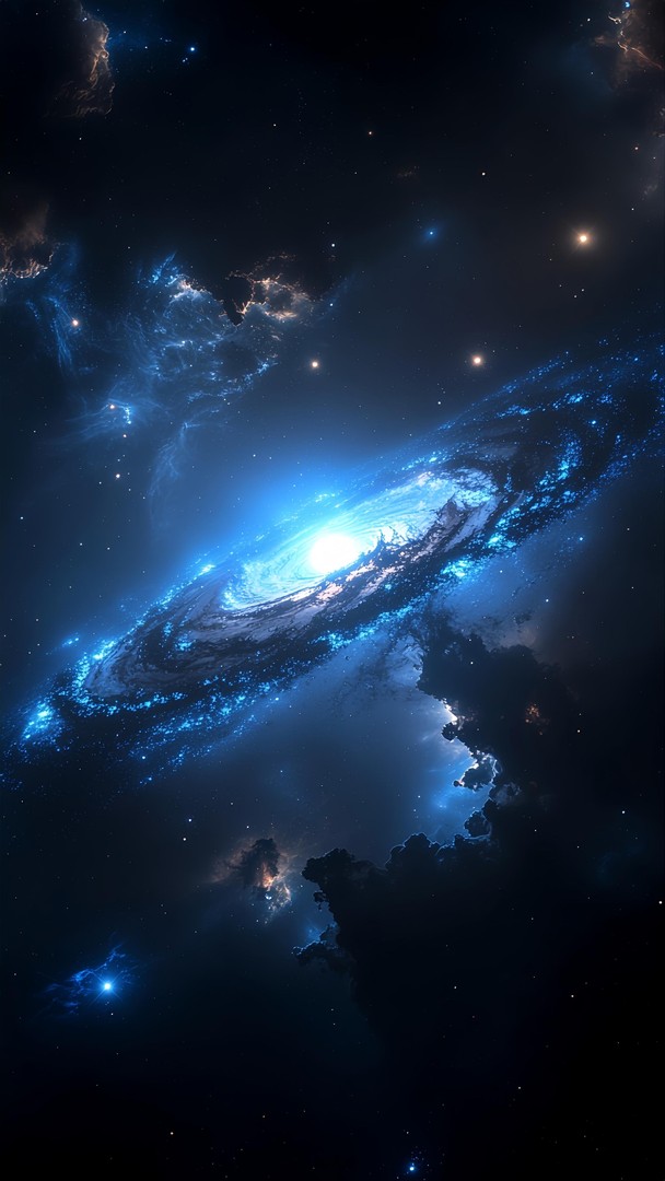 Blue Galaxy in Deep Space