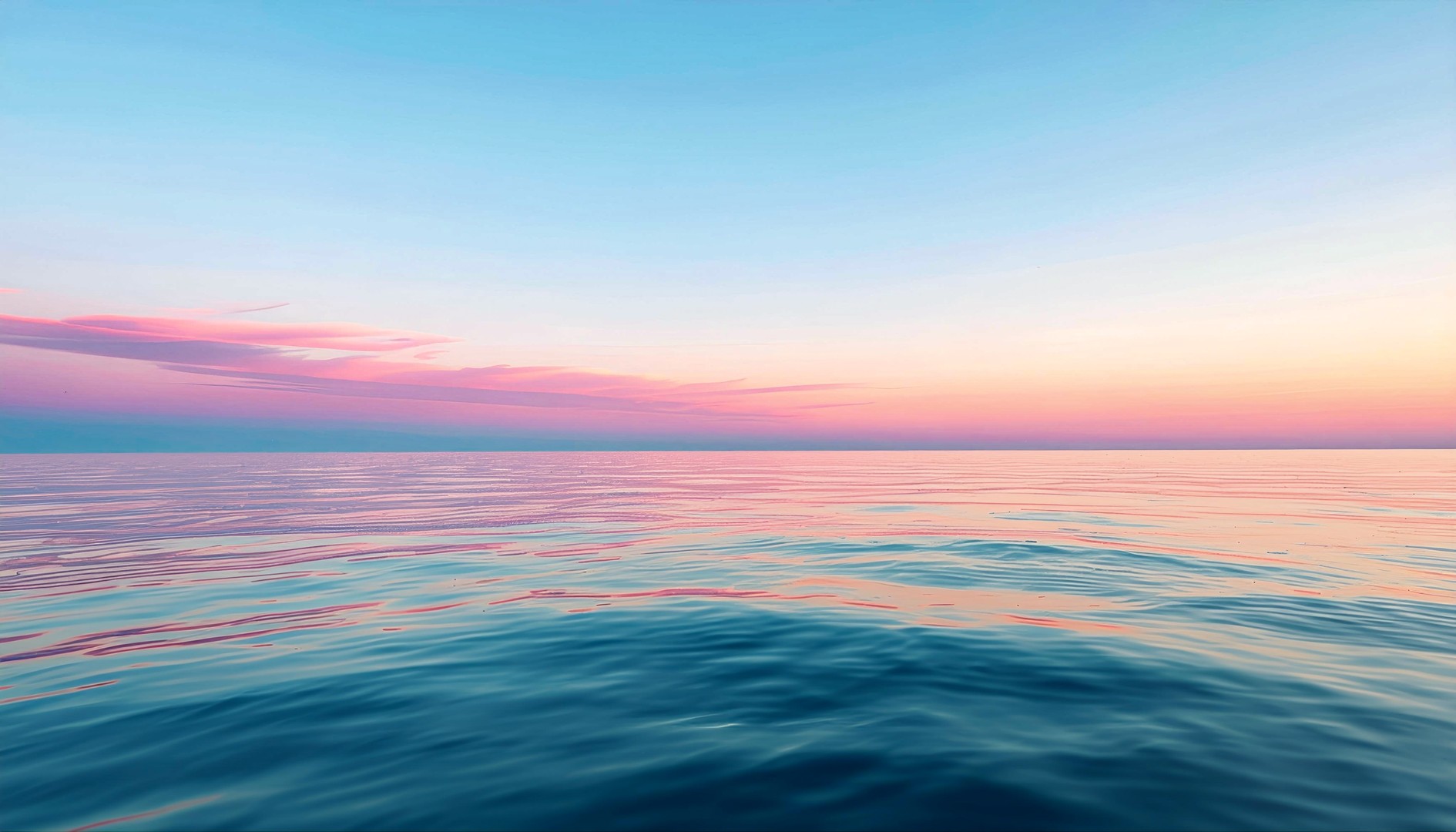 Calm Ocean Horizon with Soft Pastel Sky Desktop Wallpaper