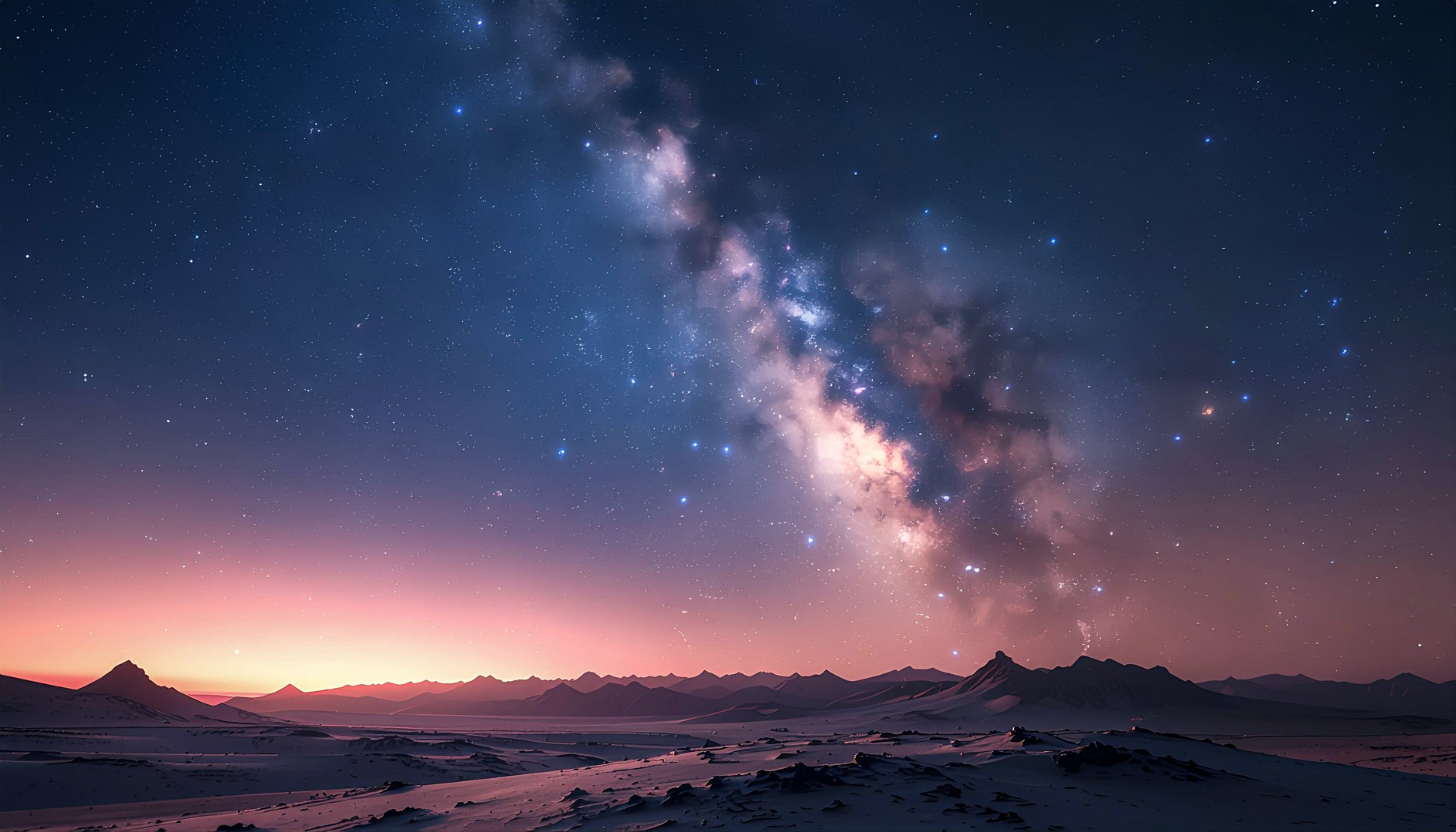 Milky Way Galaxy Over Mountain Landscape Wallpaper
