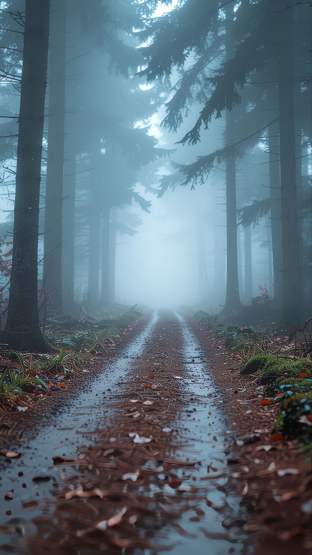 Misty Forest Path Dark Moody Nature Wallpaper