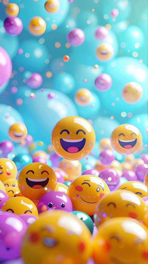 Happy Emoji Bubble Wallpaper – Colorful Smiley Emoji Background