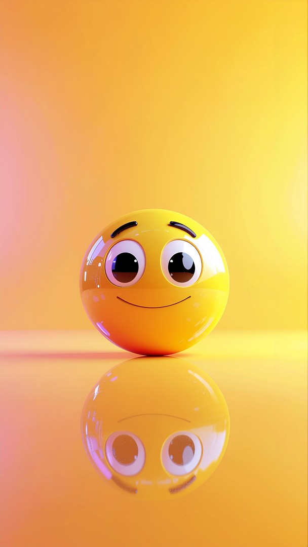 Minimal Smiling Emoji Wallpaper with Soft Gradient Background