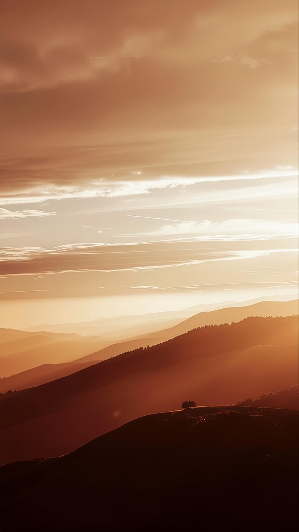Golden Sunset Hills Minimal Landscape Wallpaper