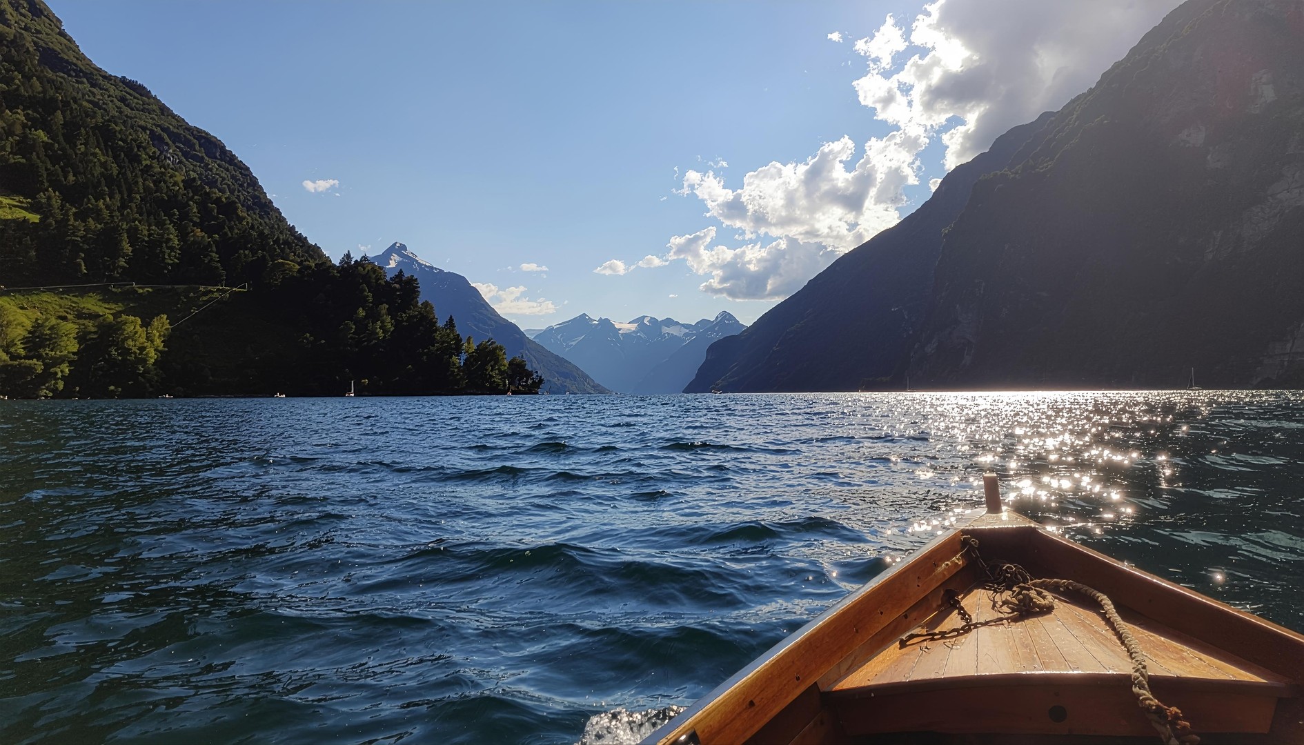 Mountain Lake Boat View