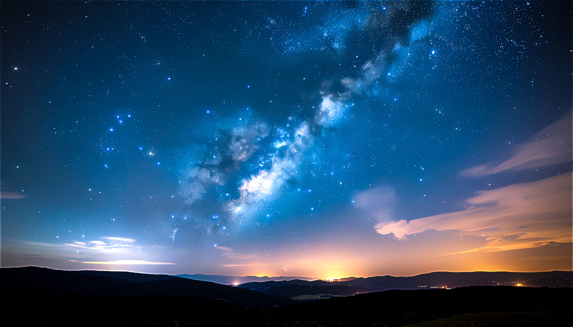 Milky Way Galaxy Wallpaper 4K - Starry Night Sky over Mountains