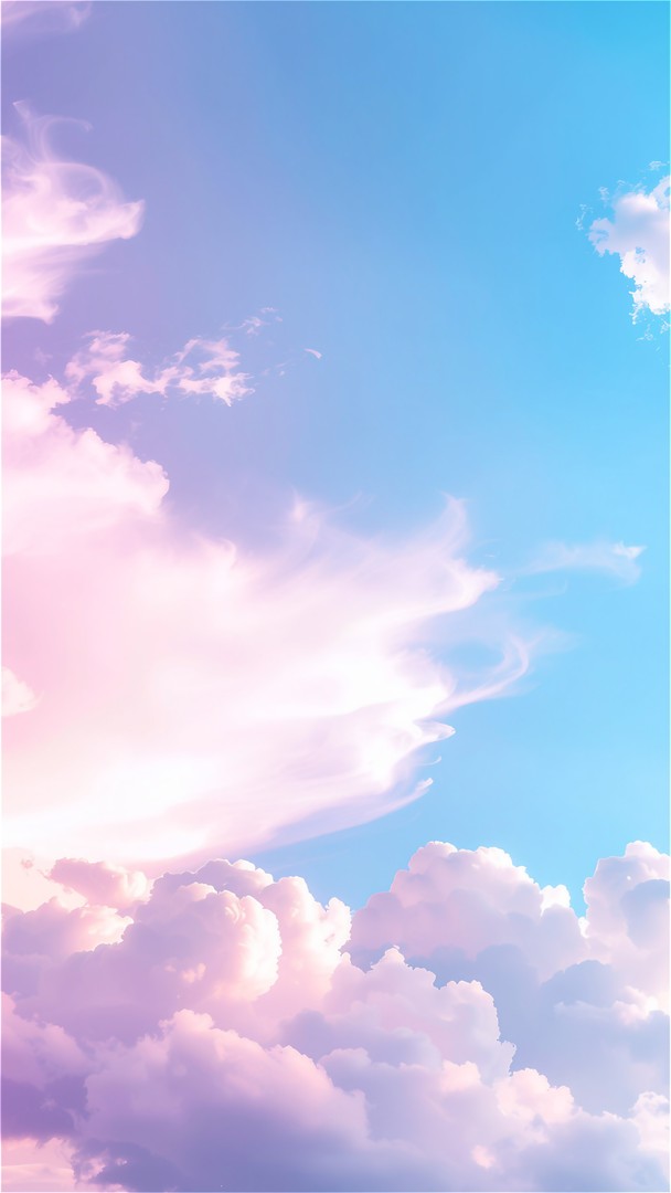 Dreamy Pastel Sky Wallpaper - Pink & Blue Cotton Candy Clouds