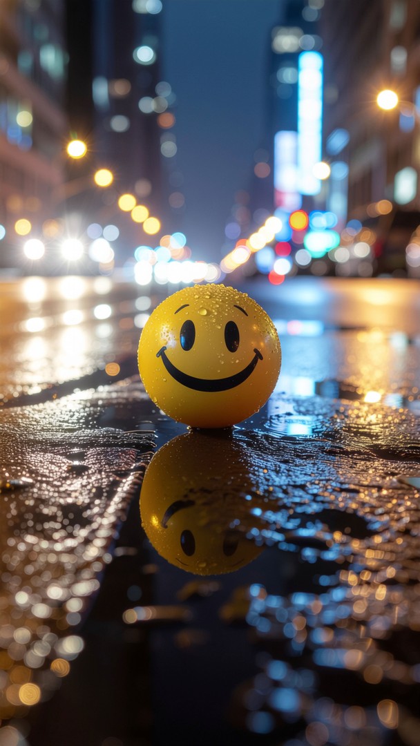 Cute Smiley Face Wallpaper HD - Rainy Day & City Bokeh