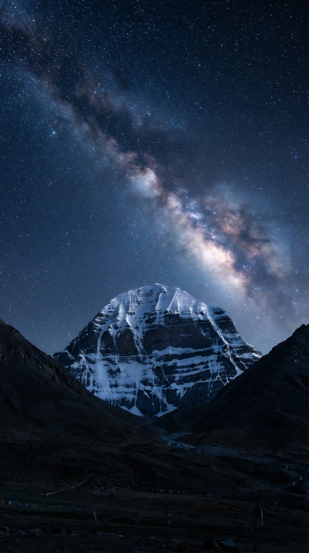Mount Kailash Night Sky HD Wallpaper - 4K Milky Way Mountain Background
