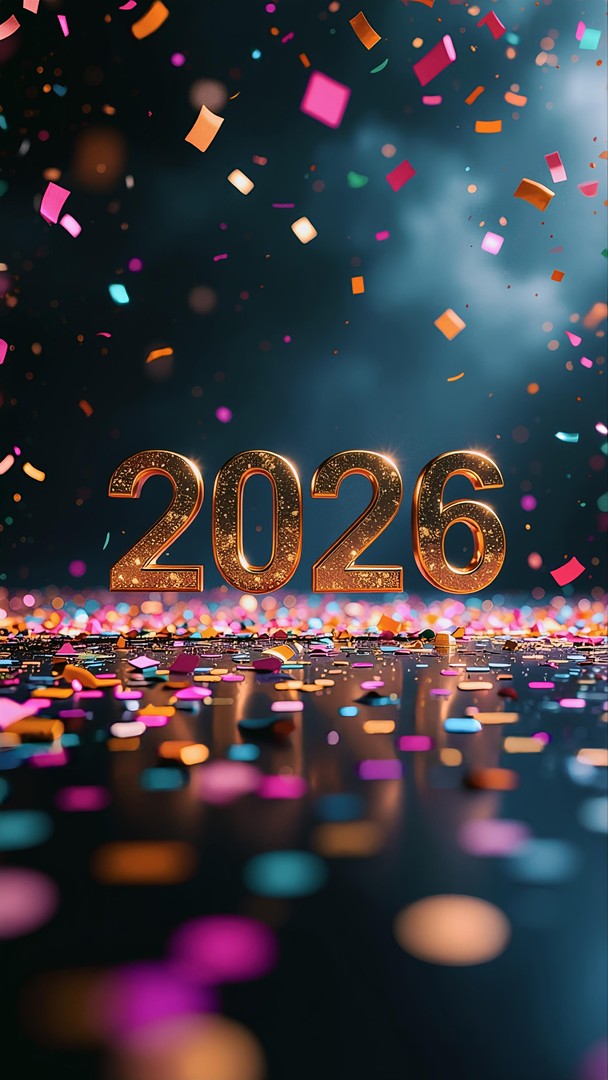 2026 Confetti Celebration HD Wallpaper