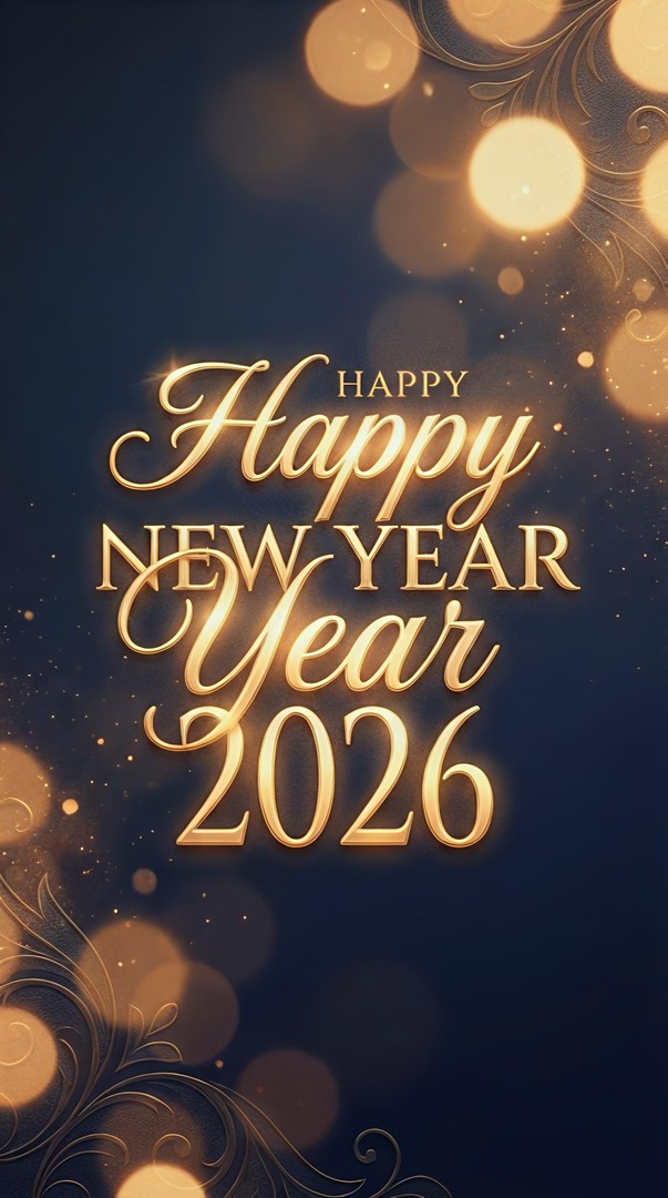 Happy New Year 2026 Gold Text HD Wallpaper  - Elegant New Year Background