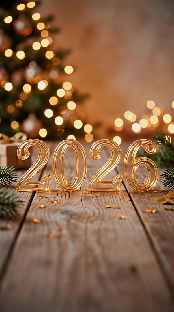 2026 Happy New Year HD Wallpaper  - Warm Lights Celebration Background