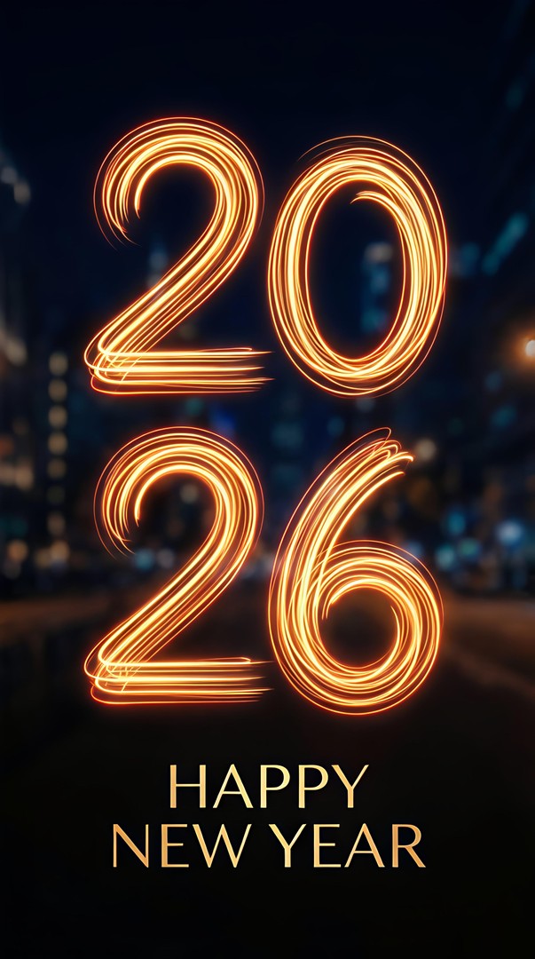 Happy New Year 2026 Light Effect HD Wallpaper - Modern Celebration Image