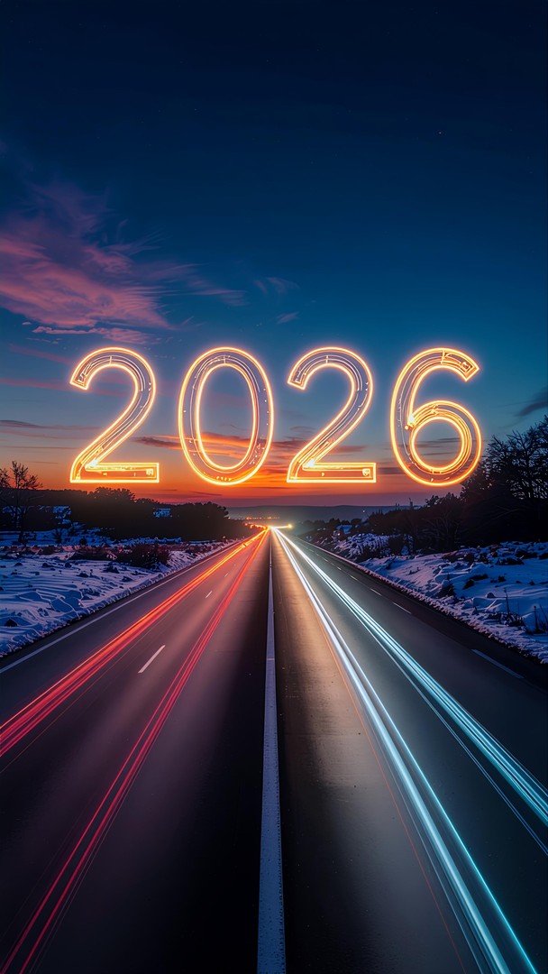 Happy New Year 2026 Road Journey HD Wallpaper - Future Path Concept