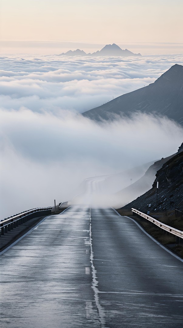 Foggy Mountain Road HD Wallpaper in 4K