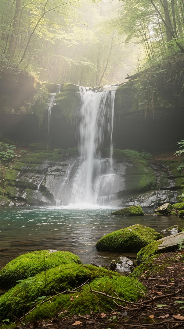Forest Waterfall HD Wallpaper in 4K