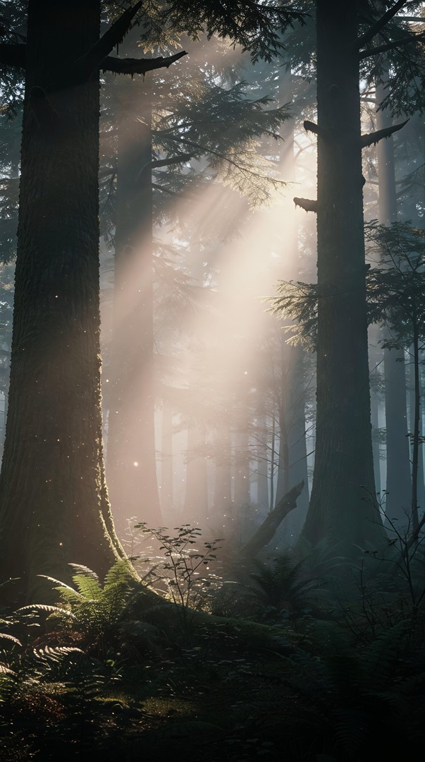 Forest Sun Rays HD Wallpaper in 4K - Magical Morning Light