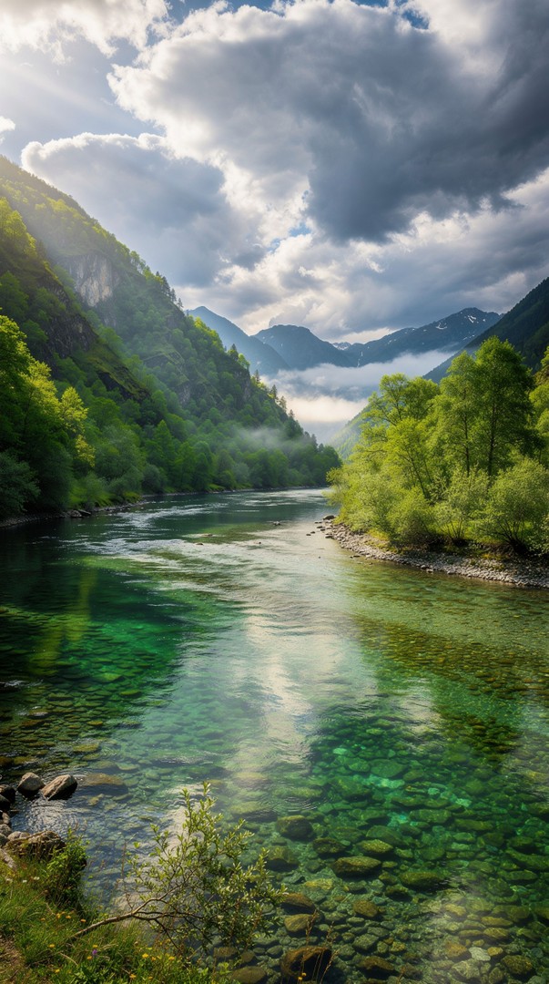 Emerald River Valley HD Wallpaper in 4K