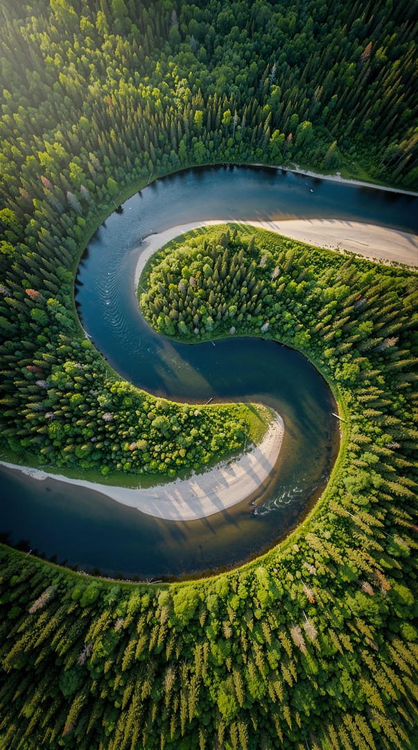 Aerial River Curve HD Wallpaper in 4K