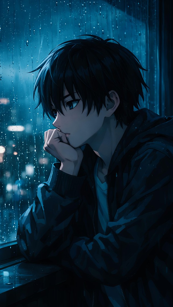 Sad Anime Rain HD Wallpaper in 4K