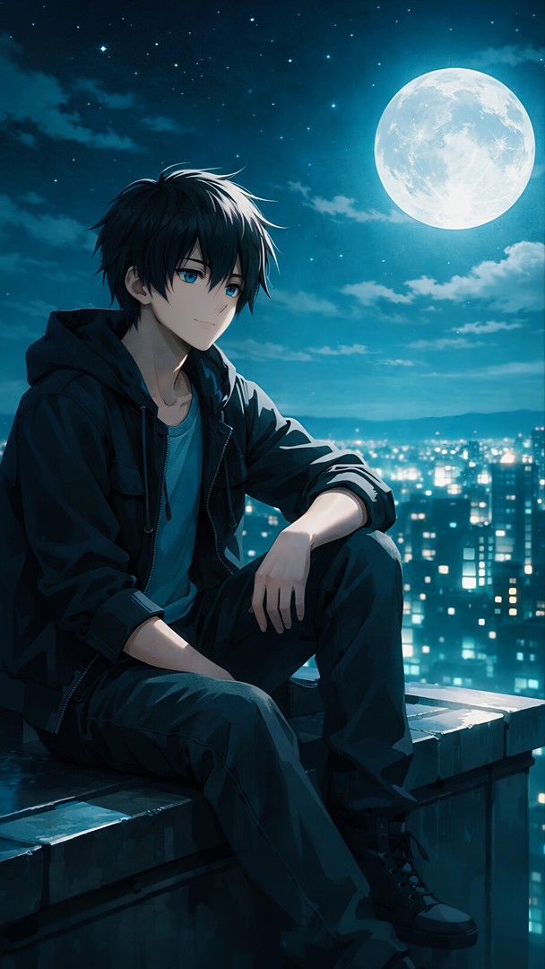 Anime Moonlight City HD Wallpaper in 4K
