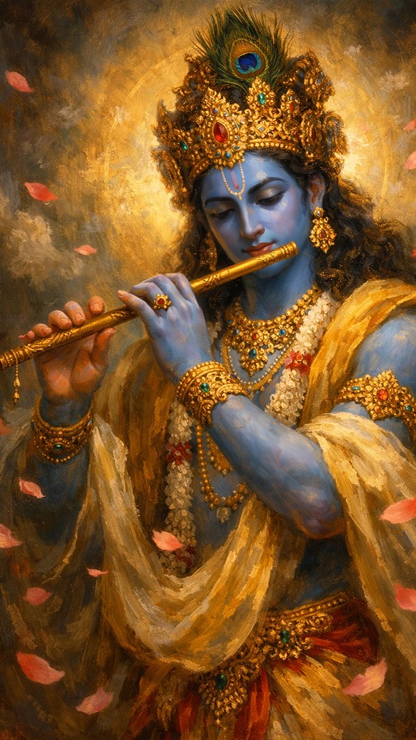 Lord Krishna Flute HD Wallpaper in 4K