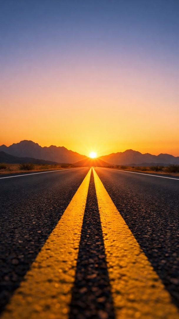 Open Road Sunrise HD Wallpaper in 4K - Endless Journey View