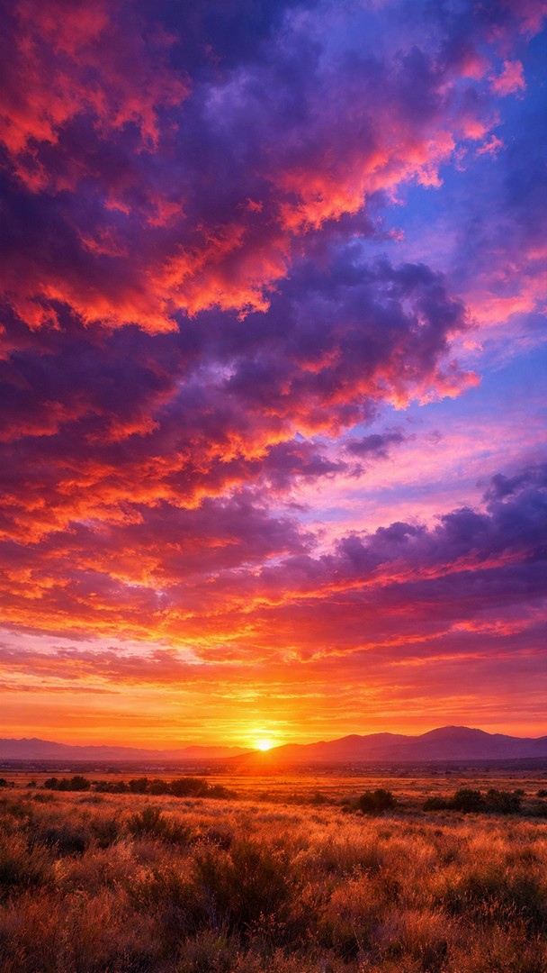 Dramatic Sunset Sky HD Wallpaper in 4K - Fiery Clouds View