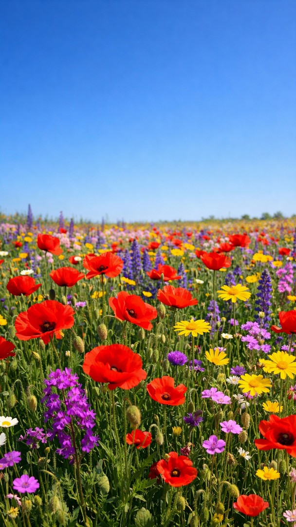 Colorful Wildflower Field HD Wallpaper in 4K - Spring Nature