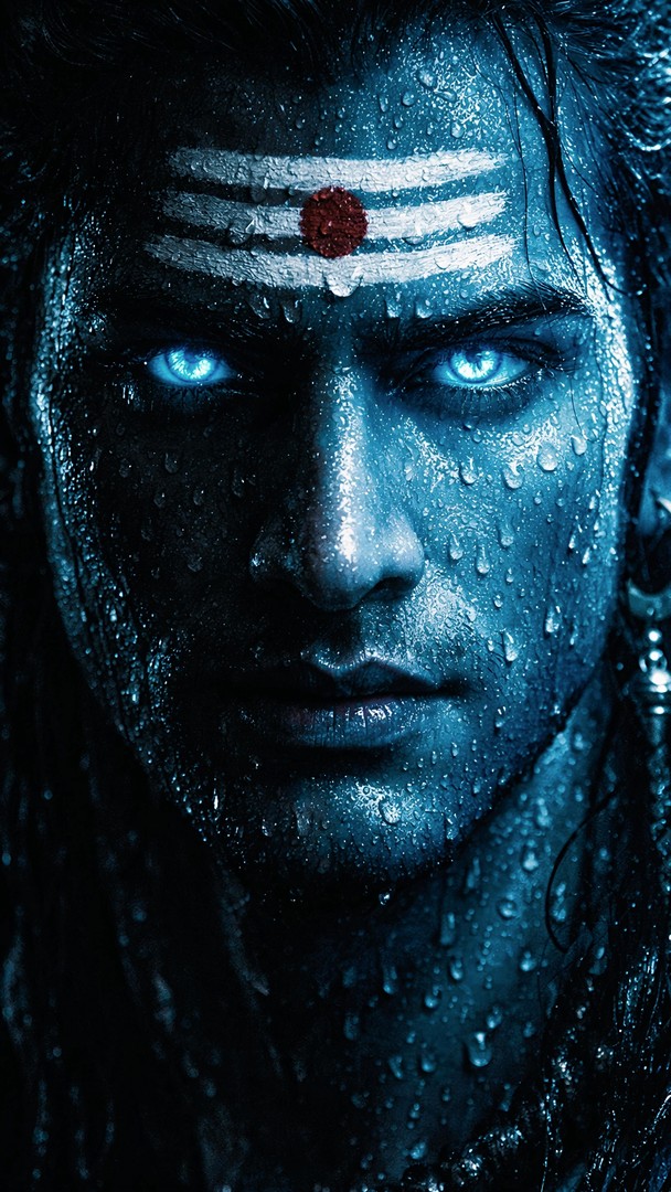 Lord Shiva Intense Portrait HD Wallpaper in 4K - Divine Power