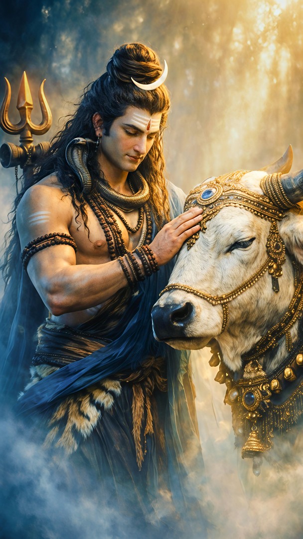 Lord Shiva with Nandi HD Wallpaper in 4K - Divine Bond