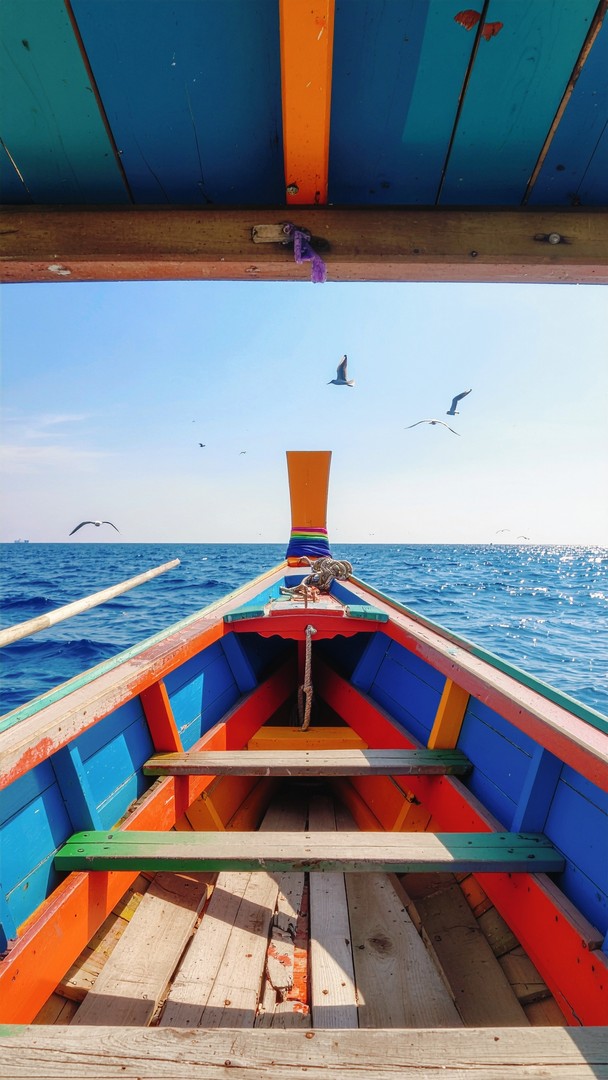 Boat Sea HD Wallpaper 4K - Flying Birds