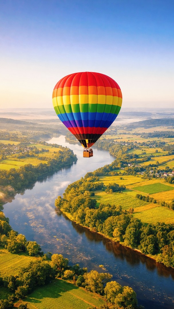 Air Balloon HD Wallpaper - River Landscape