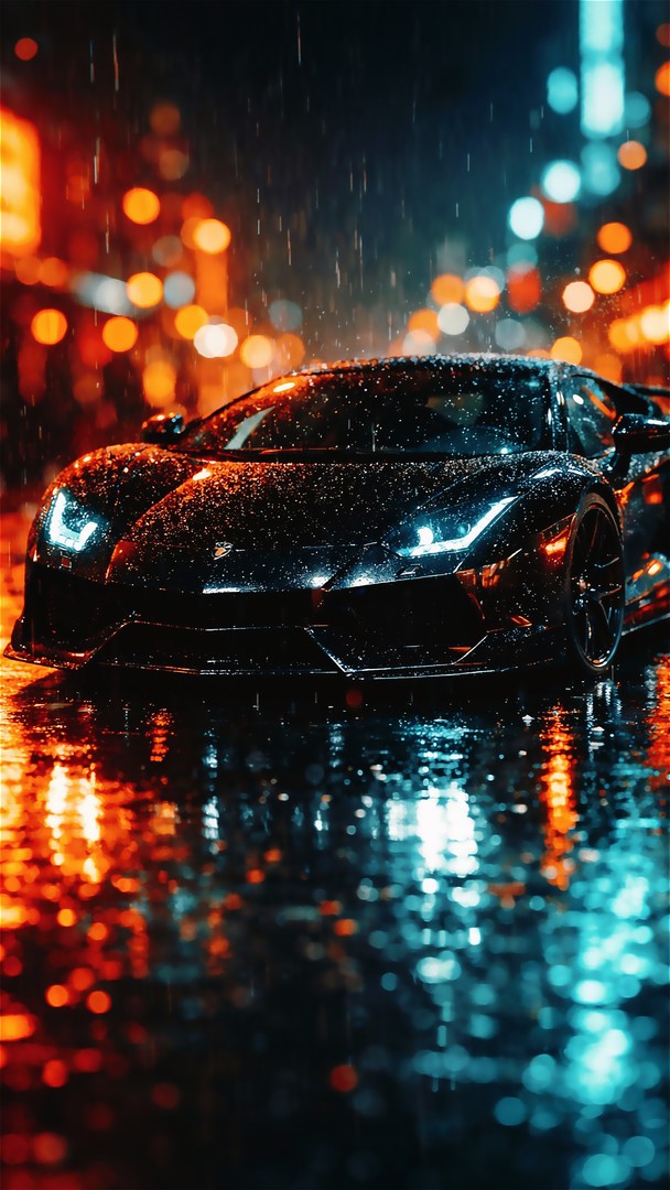 Black Car HD Wallpaper 4K - Rainy Night Drive