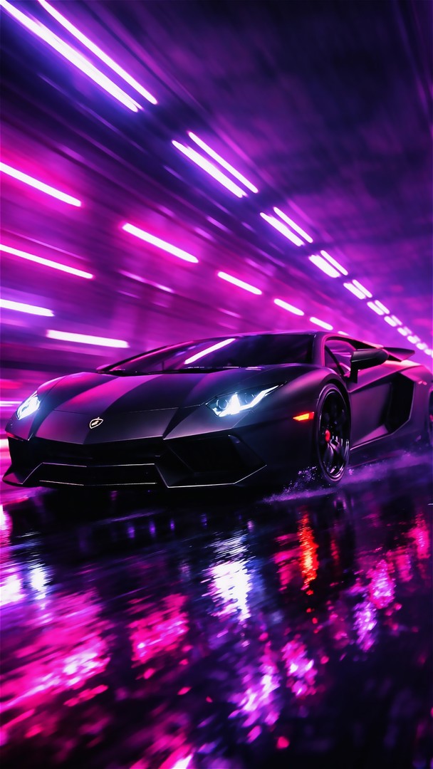 Supercar HD Wallpaper 4K - Cyberpunk Night Drive